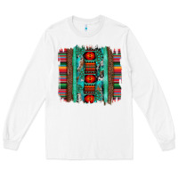 White serape aztec leopard and turquoise glitter with gemstone brushstroke Long Sleeve Tee - Artiststas