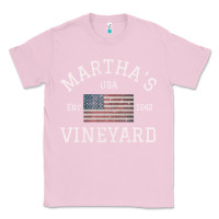 Bubblegum Pink martha's vineyard massachusetts american flag usa vintage pullover hoo Classic Tee - linhVisuals
