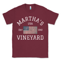 Burgundy martha's vineyard massachusetts american flag usa vintage pullover hoo Classic Tee - linhVisuals