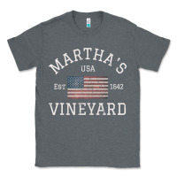 Charcoal Heather martha's vineyard massachusetts american flag usa vintage pullover hoo Classic Tee - linhVisuals