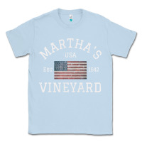 Dusty Blue martha's vineyard massachusetts american flag usa vintage pullover hoo Classic Tee - linhVisuals