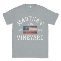 Heather Grey martha's vineyard massachusetts american flag usa vintage pullover hoo Classic Tee - linhVisuals