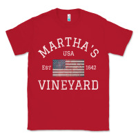 Red martha's vineyard massachusetts american flag usa vintage pullover hoo Classic Tee - linhVisuals