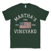 Sports Green martha's vineyard massachusetts american flag usa vintage pullover hoo Classic Tee - linhVisuals