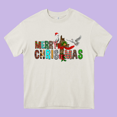 Merry Christmas Cross Heavy Core Tee Designed By Fadigitalartstudio