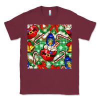 Burgundy christmas coffee cups bell and candy cane with leopard and plaid Classic Tee - BundleAndBundleShop