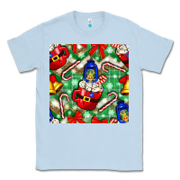 Dusty Blue christmas coffee cups bell and candy cane with leopard and plaid Classic Tee - BundleAndBundleShop