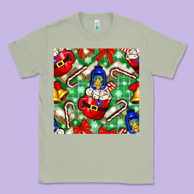 Christmas Coffee Cups Bell And Candy Cane With Leopard And Plaid Classic Tee Designed By Bundleandbundleshop