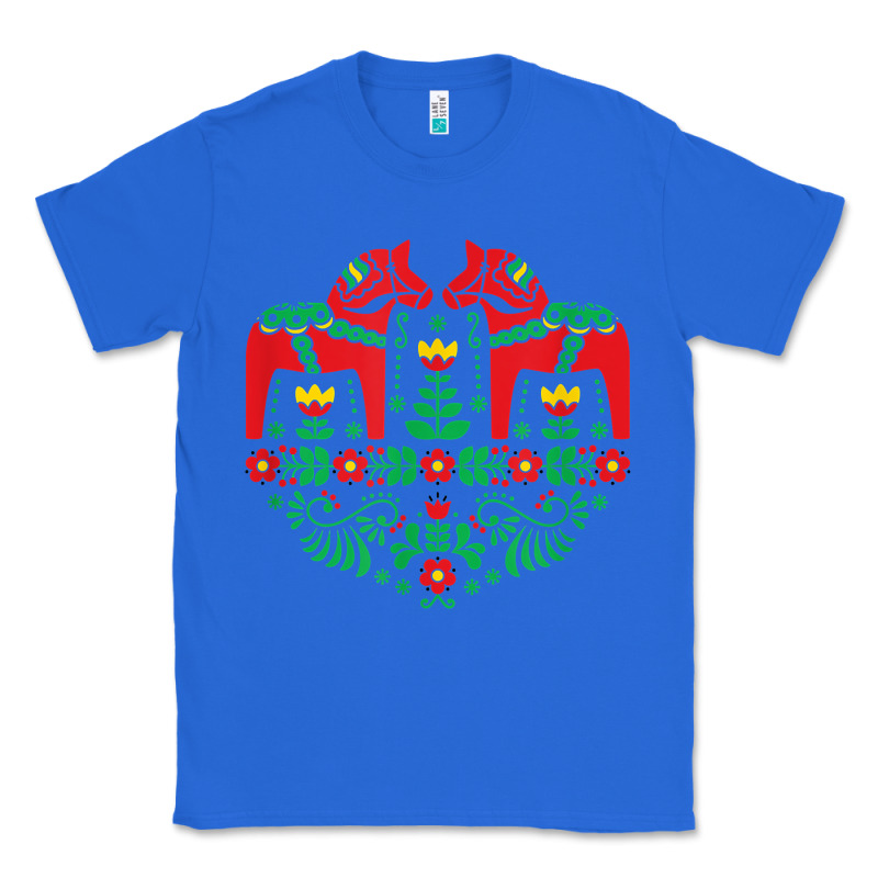 Swedish Dala Horse Folk Art T Shirt Classic Tee by linhVisuals | Teevron
