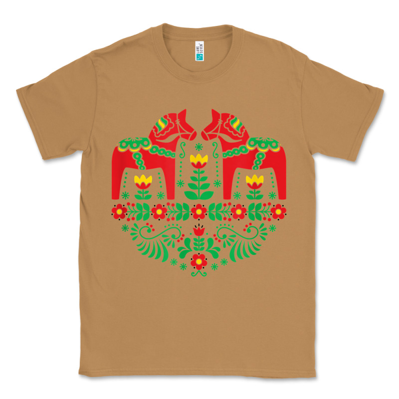 Swedish Dala Horse Folk Art T Shirt Classic Tee by linhVisuals | Teevron