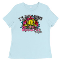 Baby Blue im just a woman who loves her firefighter Ladies Tee - SublimationCraftShop