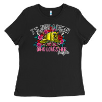 Black im just a woman who loves her firefighter Ladies Tee - SublimationCraftShop