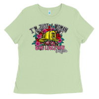 Matcha im just a woman who loves her firefighter Ladies Tee - SublimationCraftShop