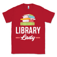 Red womens funny library lady librarian library assistant t shirt Classic Tee - linhVisuals