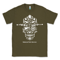 Army Green national park service, skull animals hiking camping eliments t shirt Classic Tee - linhVisuals