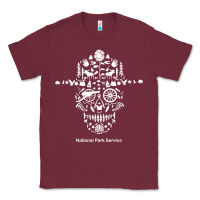Burgundy national park service, skull animals hiking camping eliments t shirt Classic Tee - linhVisuals