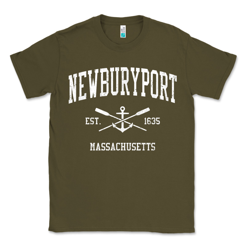 Newburyport Ma Vintage Crossed Oars & Boat Anchor Sports T Shirt Classic Tee by linhVisuals | Teevron