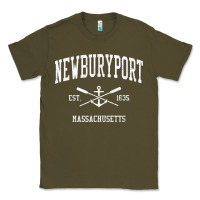 Army Green newburyport ma vintage crossed oars & boat anchor sports t shirt Classic Tee - linhVisuals