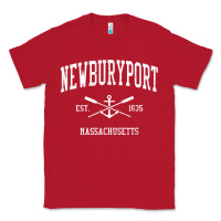 Red newburyport ma vintage crossed oars & boat anchor sports t shirt Classic Tee - linhVisuals