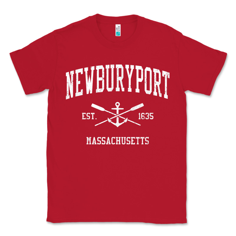 Newburyport Ma Vintage Crossed Oars & Boat Anchor Sports T Shirt Classic Tee by linhVisuals | Teevron
