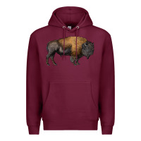 Burgundy american bison body Premium Hoodie - RanaPortraitStore
