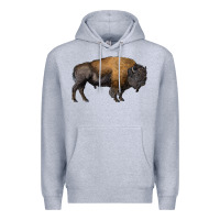 Heather Grey american bison body Premium Hoodie - RanaPortraitStore