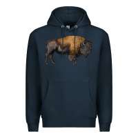 Navy american bison body Premium Hoodie - RanaPortraitStore
