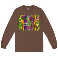 Chestnut mardi gras sunflower fleur de lis leopard cowhide brushstrokes Long Sleeve Tee - Artiststas
