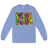 Colony Blue mardi gras sunflower fleur de lis leopard cowhide brushstrokes Long Sleeve Tee - Artiststas