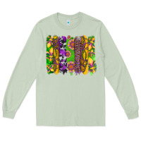 Matcha mardi gras sunflower fleur de lis leopard cowhide brushstrokes Long Sleeve Tee - Artiststas