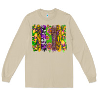 Mushroom mardi gras sunflower fleur de lis leopard cowhide brushstrokes Long Sleeve Tee - Artiststas