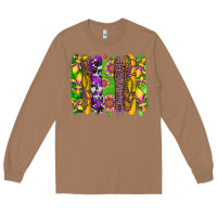 Toasted Coconut mardi gras sunflower fleur de lis leopard cowhide brushstrokes Long Sleeve Tee - Artiststas
