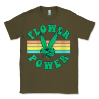 Army Green womens flower power 420 thc pot weed medical marijuana funny weed v ne Classic Tee - linhVisuals