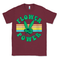 Burgundy womens flower power 420 thc pot weed medical marijuana funny weed v ne Classic Tee - linhVisuals