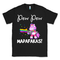 Black womens pew madafakas funny fantasy unicorn with rainbow gun   white v Classic Tee - linhVisuals
