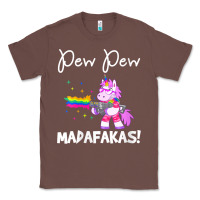 Chestnut womens pew madafakas funny fantasy unicorn with rainbow gun   white v Classic Tee - linhVisuals