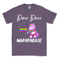 Lavender womens pew madafakas funny fantasy unicorn with rainbow gun   white v Classic Tee - linhVisuals
