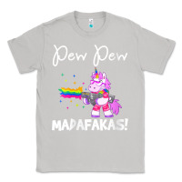Moon Dust womens pew madafakas funny fantasy unicorn with rainbow gun   white v Classic Tee - linhVisuals