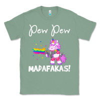 Sage womens pew madafakas funny fantasy unicorn with rainbow gun   white v Classic Tee - linhVisuals