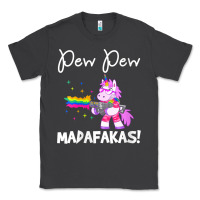 Smoke womens pew madafakas funny fantasy unicorn with rainbow gun   white v Classic Tee - linhVisuals