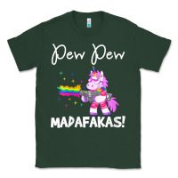 Womens Pew Madafakas Funny Fantasy Unicorn With Rainbow Gun   White V Classic Tee | Teevron