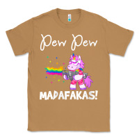 Toasted Coconut womens pew madafakas funny fantasy unicorn with rainbow gun   white v Classic Tee - linhVisuals