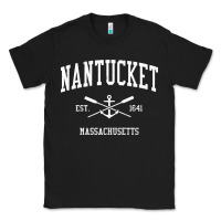 Black nantucket ma vintage crossed oars & boat anchor sports pullover hoodie Classic Tee - linhVisuals