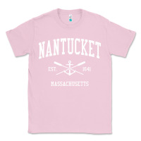 Bubblegum Pink nantucket ma vintage crossed oars & boat anchor sports pullover hoodie Classic Tee - linhVisuals