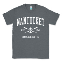 Charcoal Heather nantucket ma vintage crossed oars & boat anchor sports pullover hoodie Classic Tee - linhVisuals