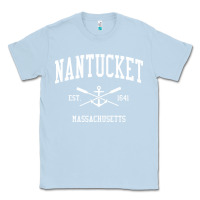 Dusty Blue nantucket ma vintage crossed oars & boat anchor sports pullover hoodie Classic Tee - linhVisuals