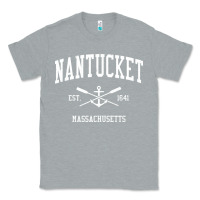 Heather Grey nantucket ma vintage crossed oars & boat anchor sports pullover hoodie Classic Tee - linhVisuals