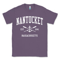 Lavender nantucket ma vintage crossed oars & boat anchor sports pullover hoodie Classic Tee - linhVisuals