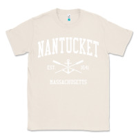 Natural nantucket ma vintage crossed oars & boat anchor sports pullover hoodie Classic Tee - linhVisuals