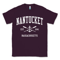 Plum nantucket ma vintage crossed oars & boat anchor sports pullover hoodie Classic Tee - linhVisuals